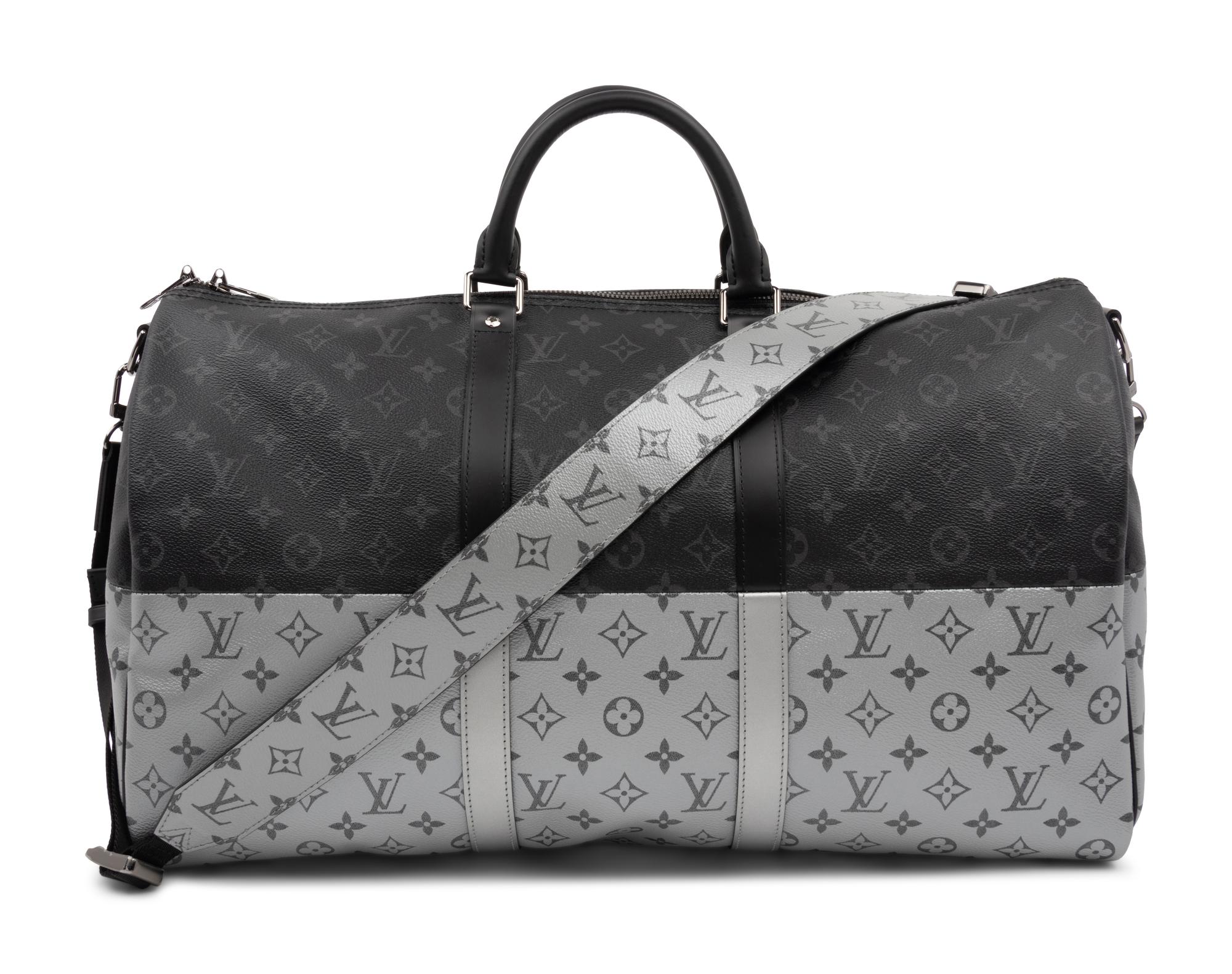 Louis Vuitton Limited Edition Split Keepall Bandoulière 50 in Black and Silver Monogram Canvas, Kim Jones, 2018