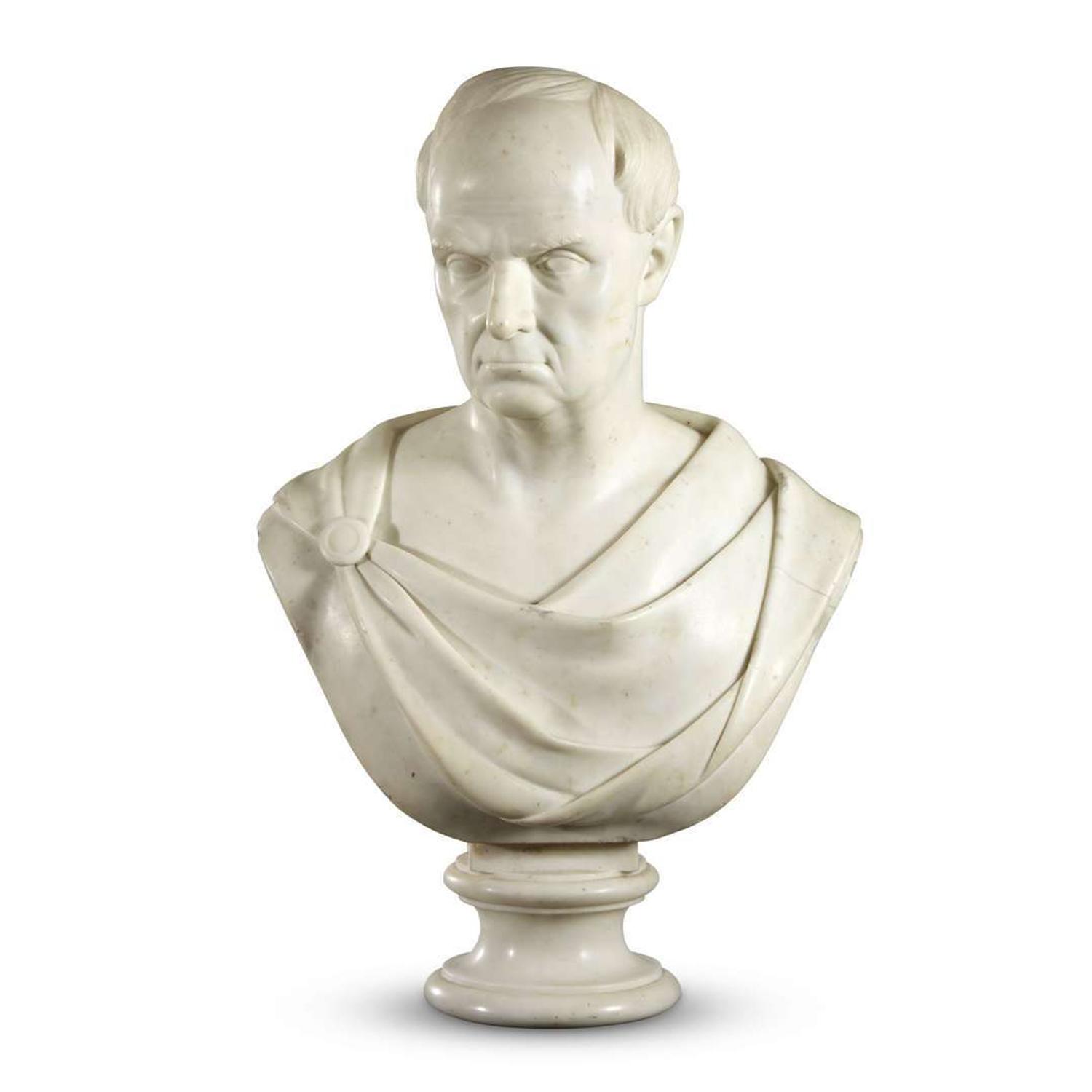 Attributed to Shobal Vail Clevenger (1812-1843) Marble bust of Daniel Webster (1782-1852)
