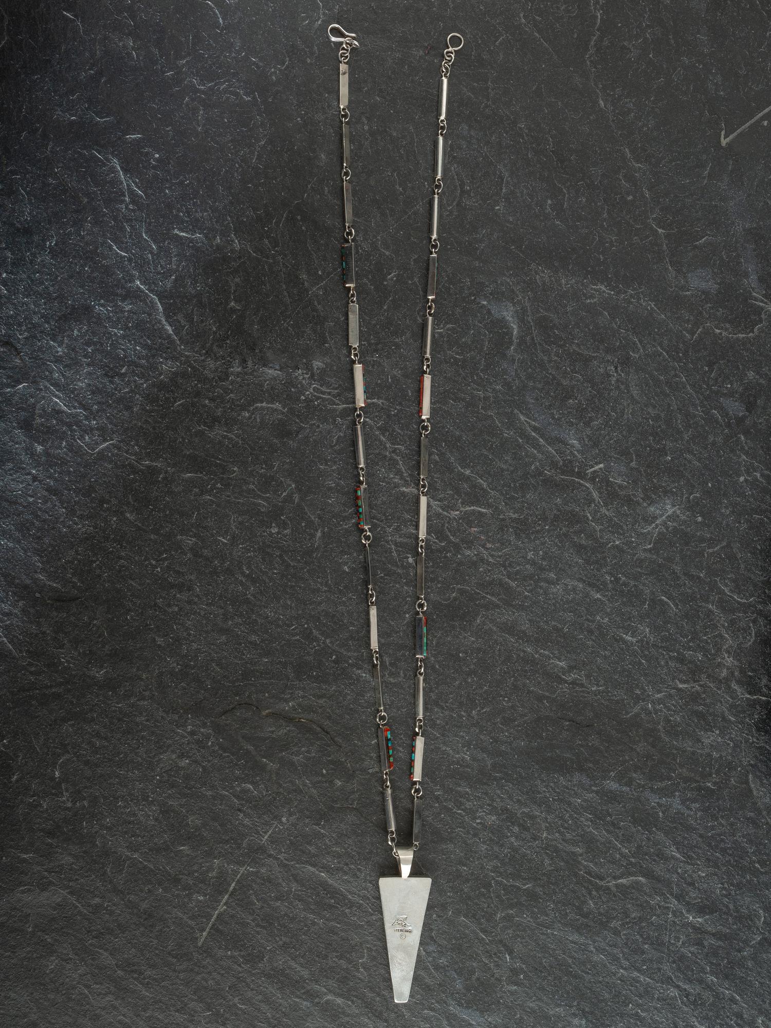 Sterling Silver Micro Mosaic Figural Pendant, with Micro Mosaic Chain