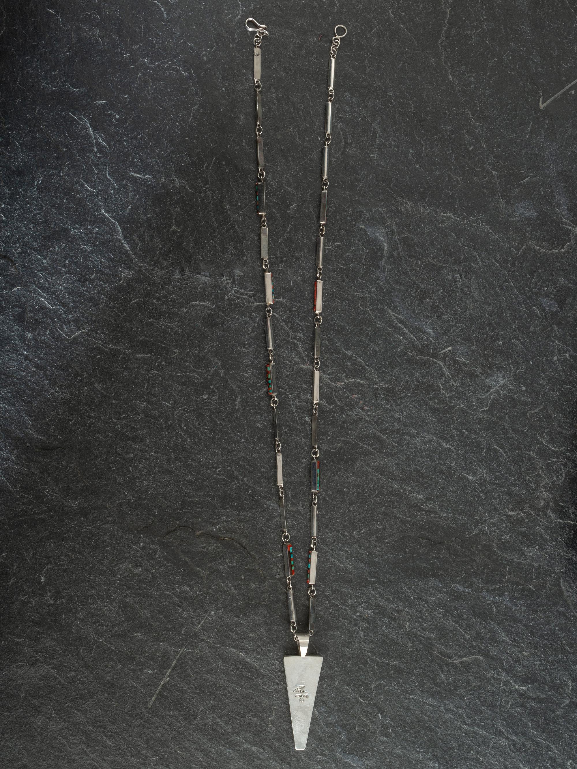 Sterling Silver Micro Mosaic Figural Pendant, with Micro Mosaic Chain