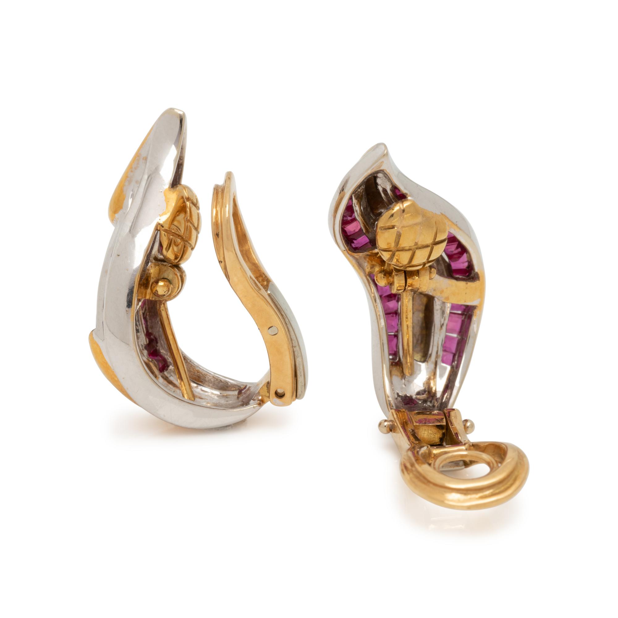 RUBY AND DIAMOND EARCLIPS