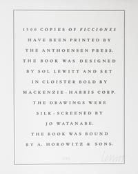 (LEC; LEWITT, SOL) BORGES, JORGE LUIS. Ficciones. New York, 1984. Signed by artist.
