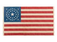 [FLAGS]. 37-star American parade flag with double-medallion configuration. Ca 1867-1876.