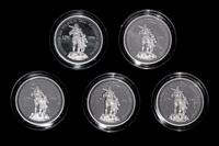 *A Group of Five Swiss Confederation 1986 William Tell 1 oz. Platinum Rounds