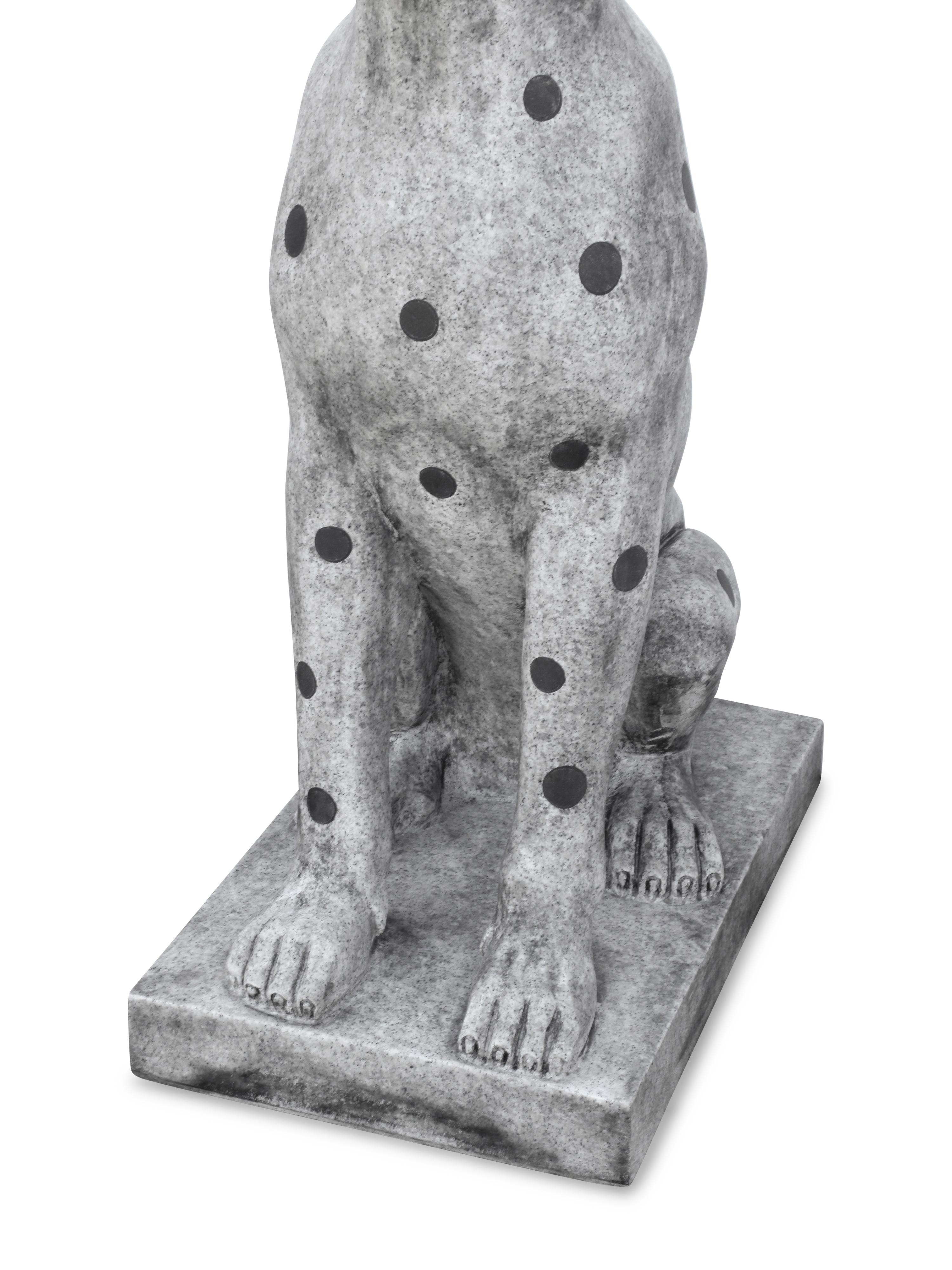 A Pair of Continental Marble-Inlaid Granite Seated Dogs