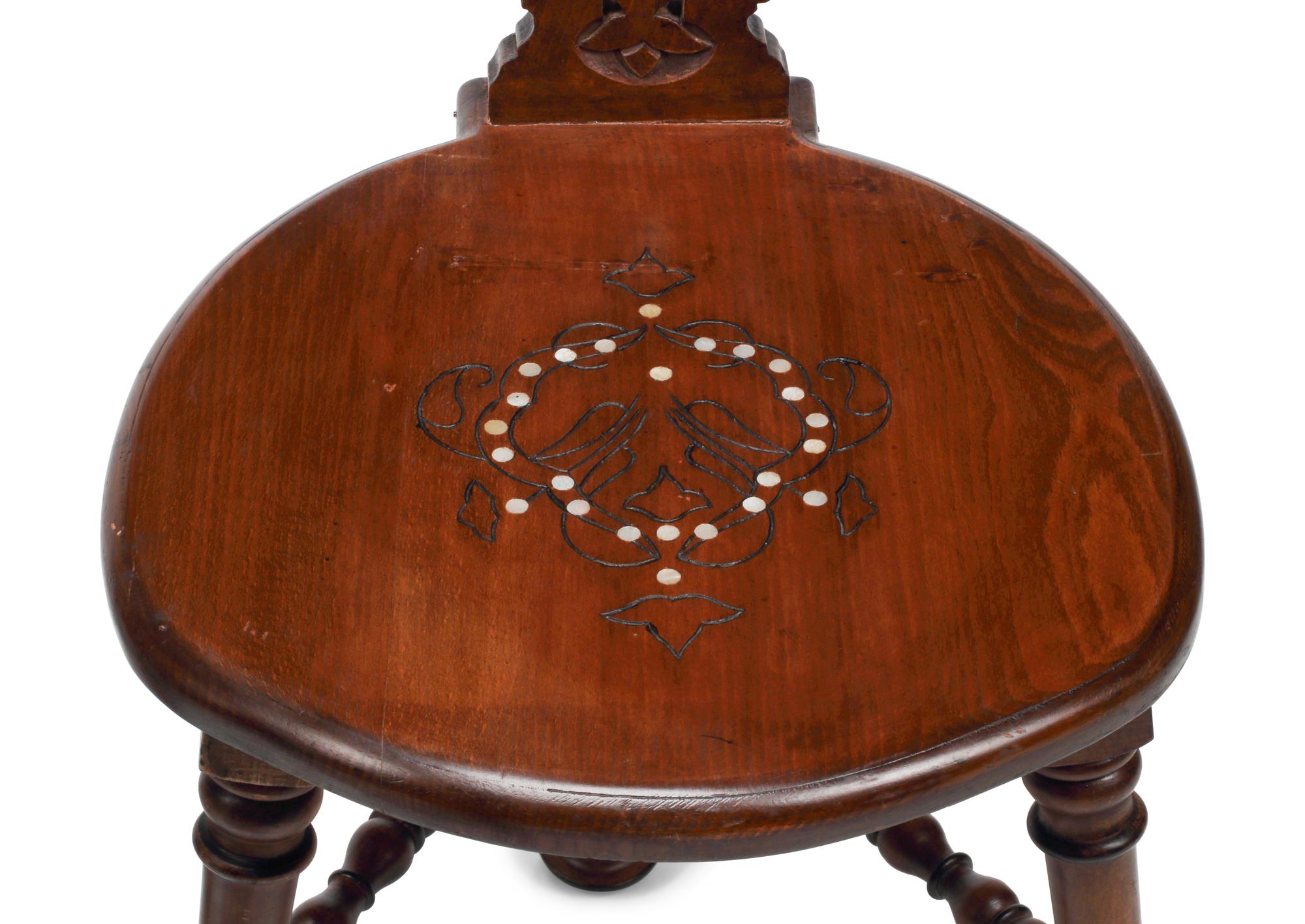 A Set of Four Levantine Marquetry Side Chairs