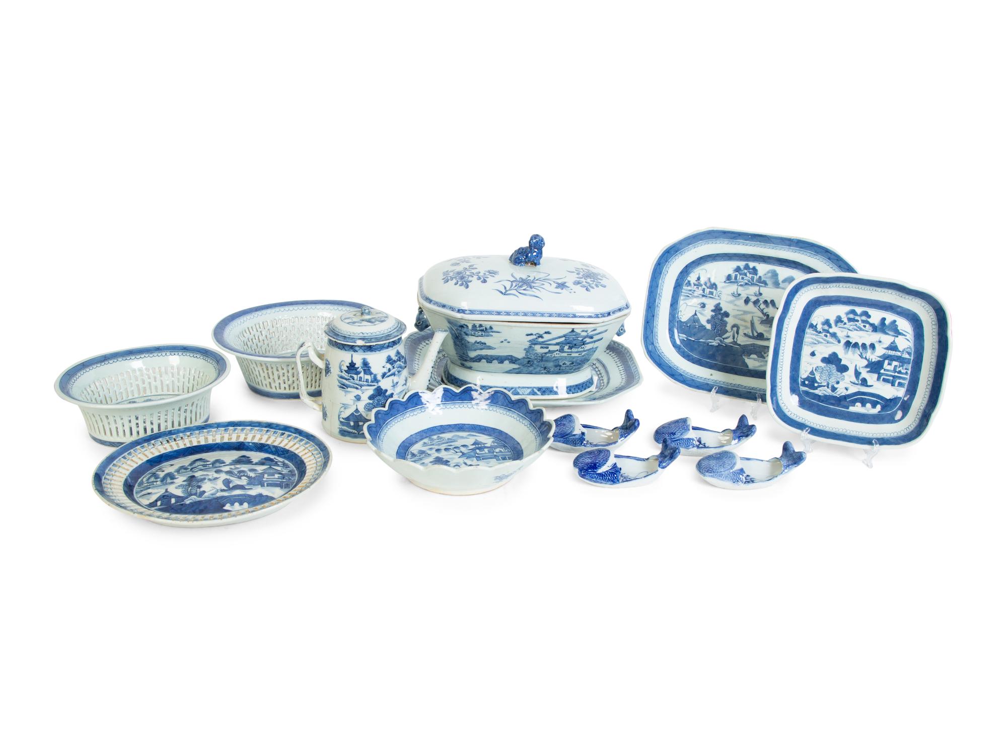 A Collection of Chinese Export Blue and White Canton Porcelain — CIRCA 1780-1820 AND LATER