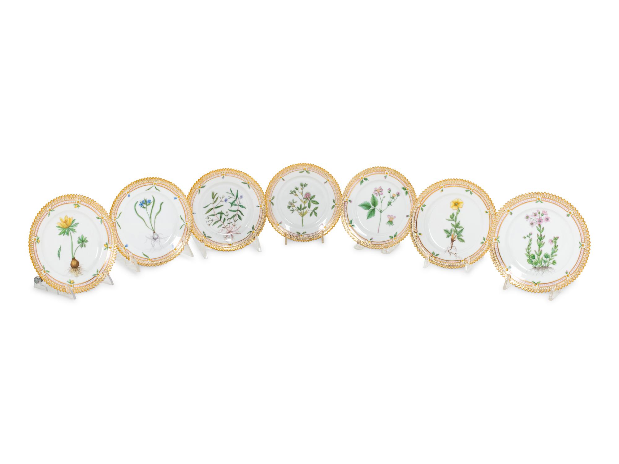 A Set of Fourteen Royal Copenhagen Flora Danica Bread Plates