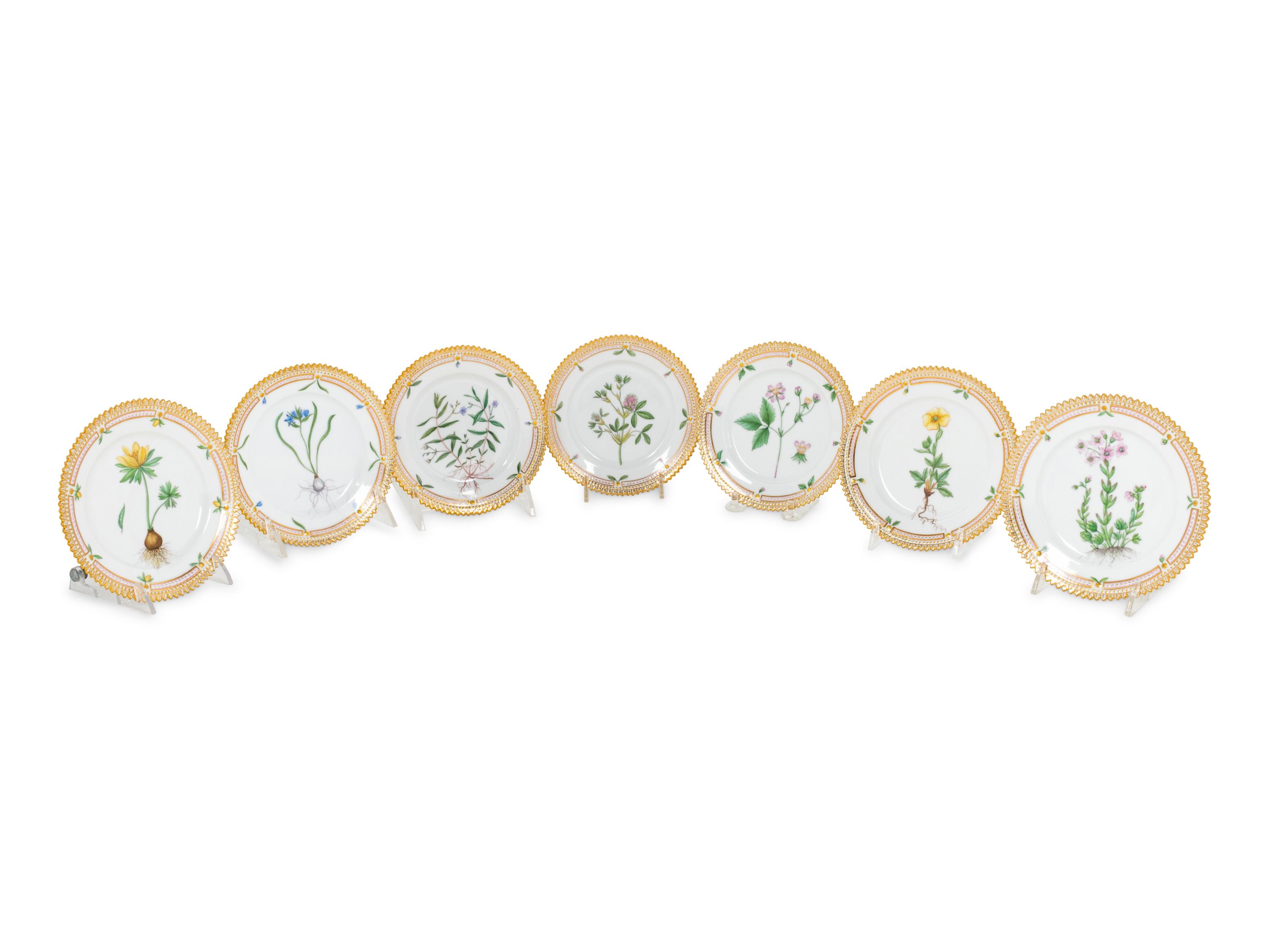 A Set of Fourteen Royal Copenhagen Flora Danica Bread Plates