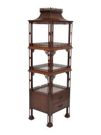 A Chinese Chippendale Style Mahogany Whatnot