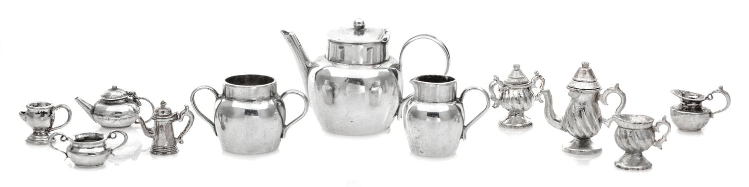 A Collection of Silver Tea and Coffee Articles, Various Makers, comprising a three-piece coffee service by Cornelius Saunders & Francis