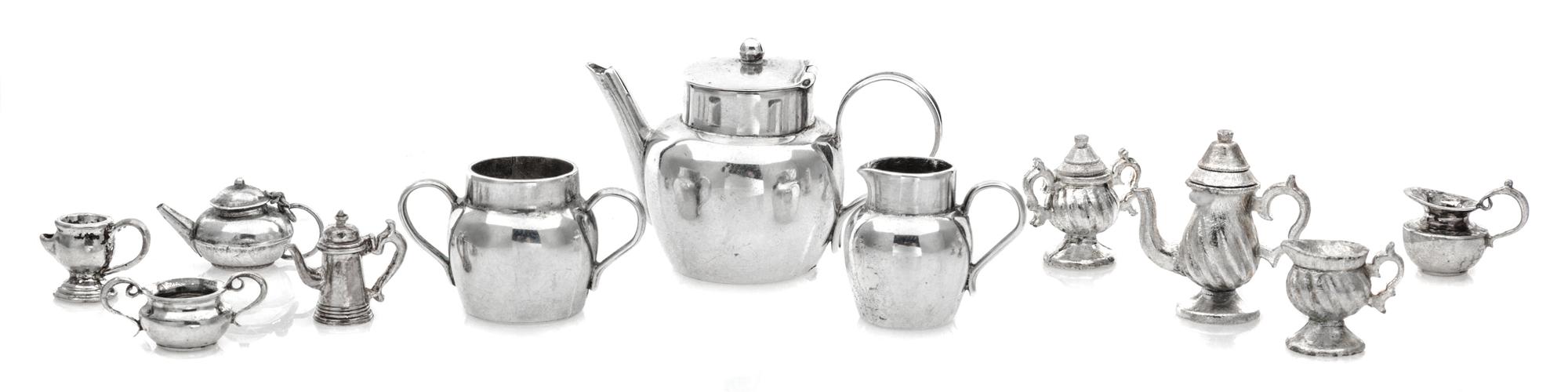 A Collection of Silver Tea and Coffee Articles, Various Makers, comprising a three-piece coffee service by Cornelius Saunders & Francis