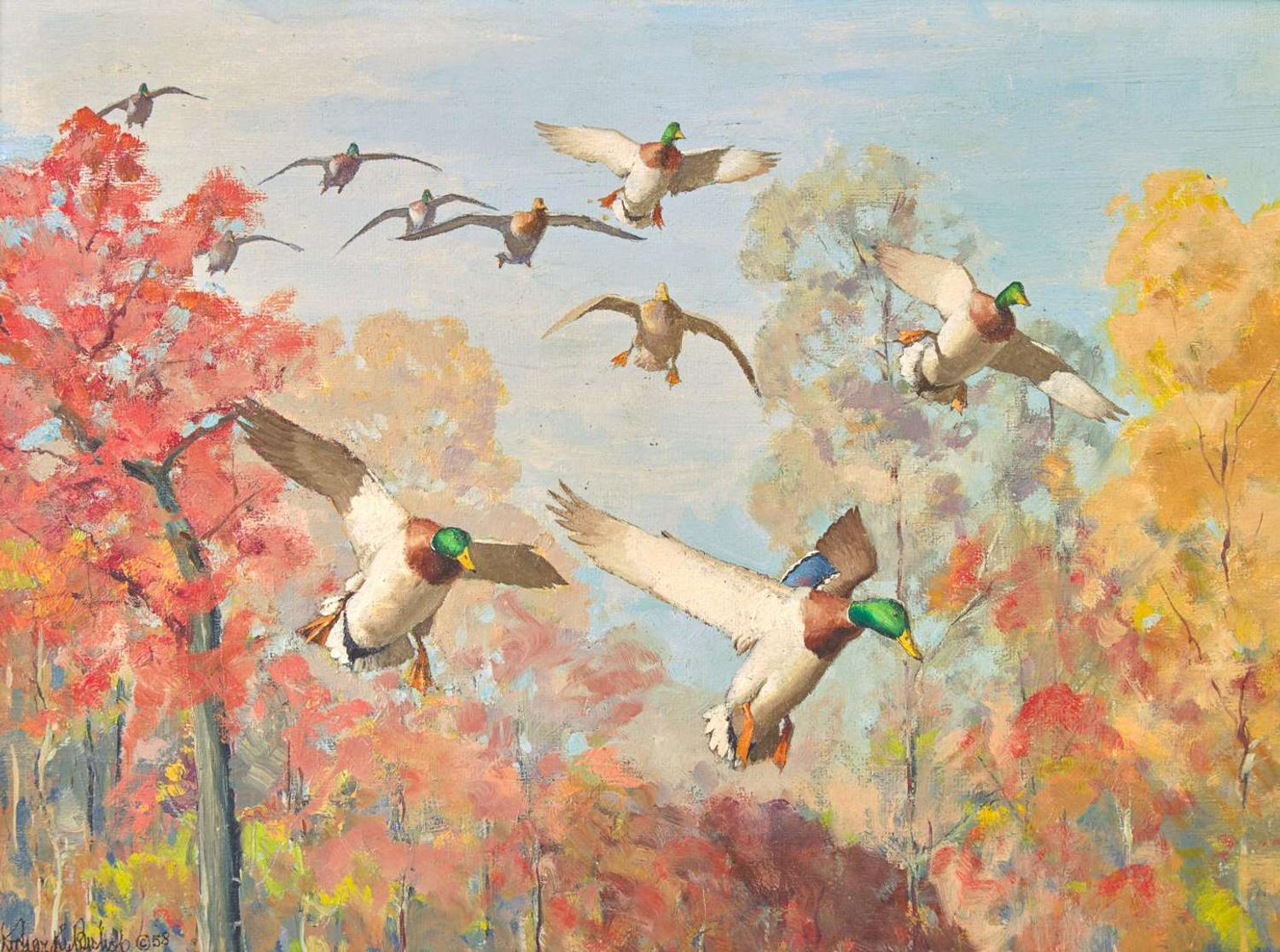 Richard Evett Bishop (American, 1887-1975) - Mallards in Flight
