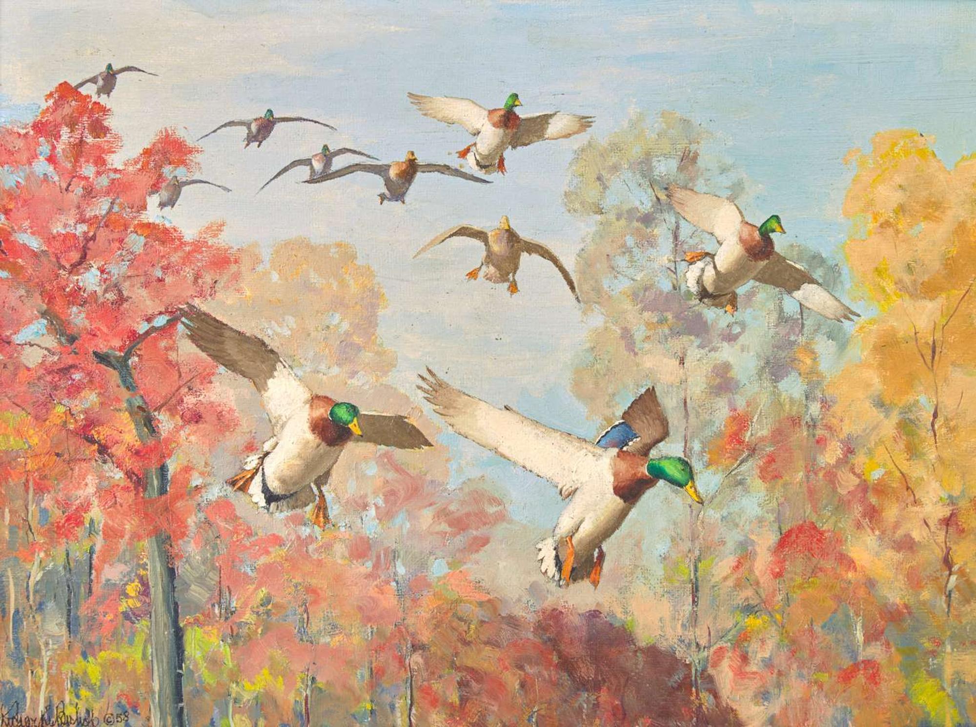 Richard Evett Bishop (American, 1887-1975) - Mallards in Flight