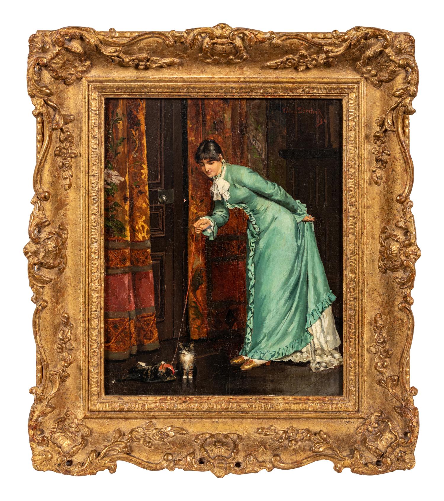 Woman Playing with Kittens