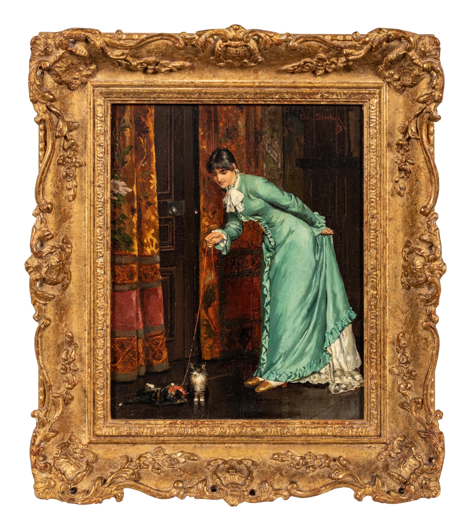 Woman Playing with Kittens