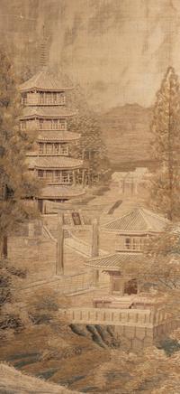 A Japanese Embroidered Silk Four-Fold Screen