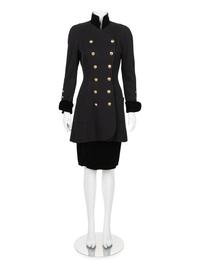 Chanel Double-Breasted Skirt Ensemble Trimmed with Velvet, 1980-90s