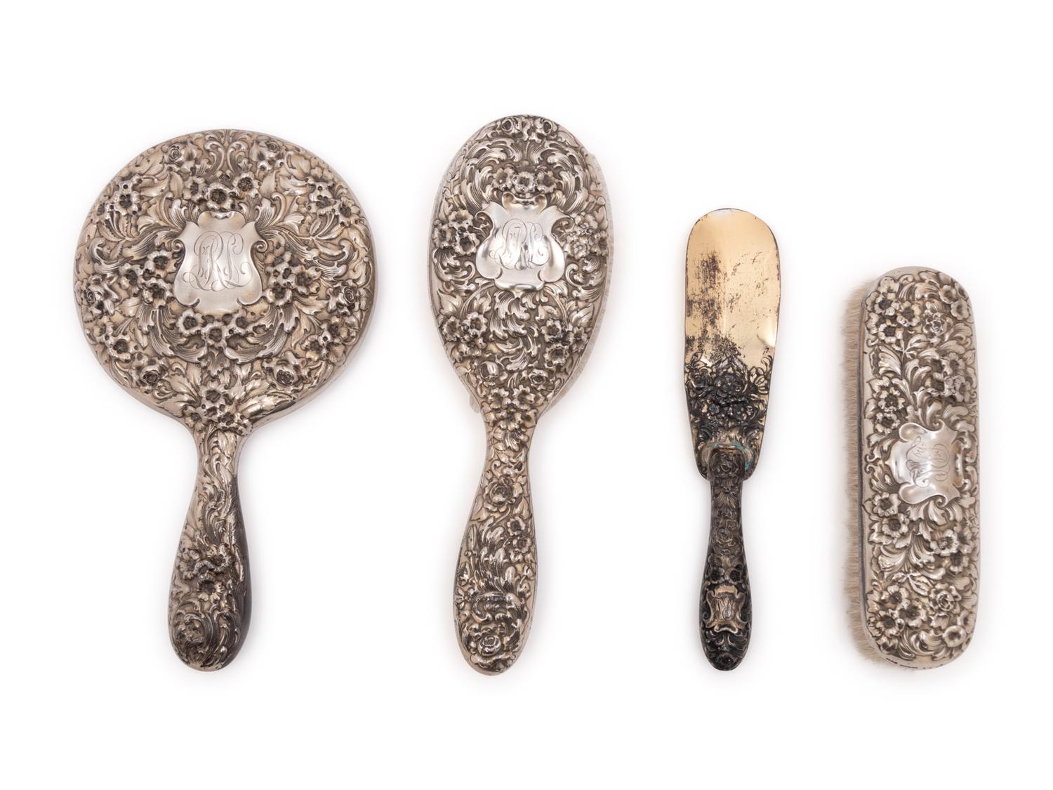 An American Silver Four-Piece Dresser Set