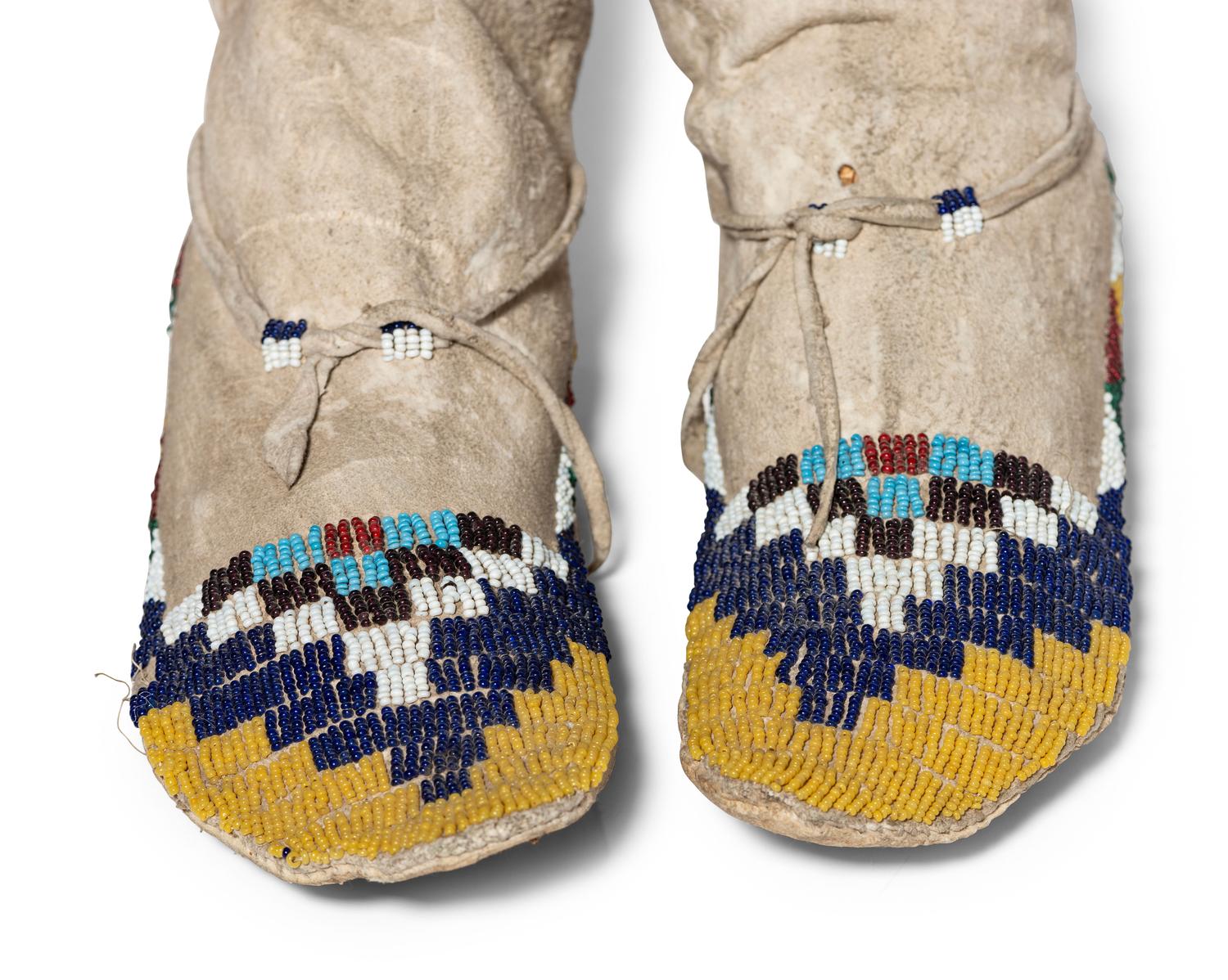 Mescalero Apache Beaded Hide Moccasins