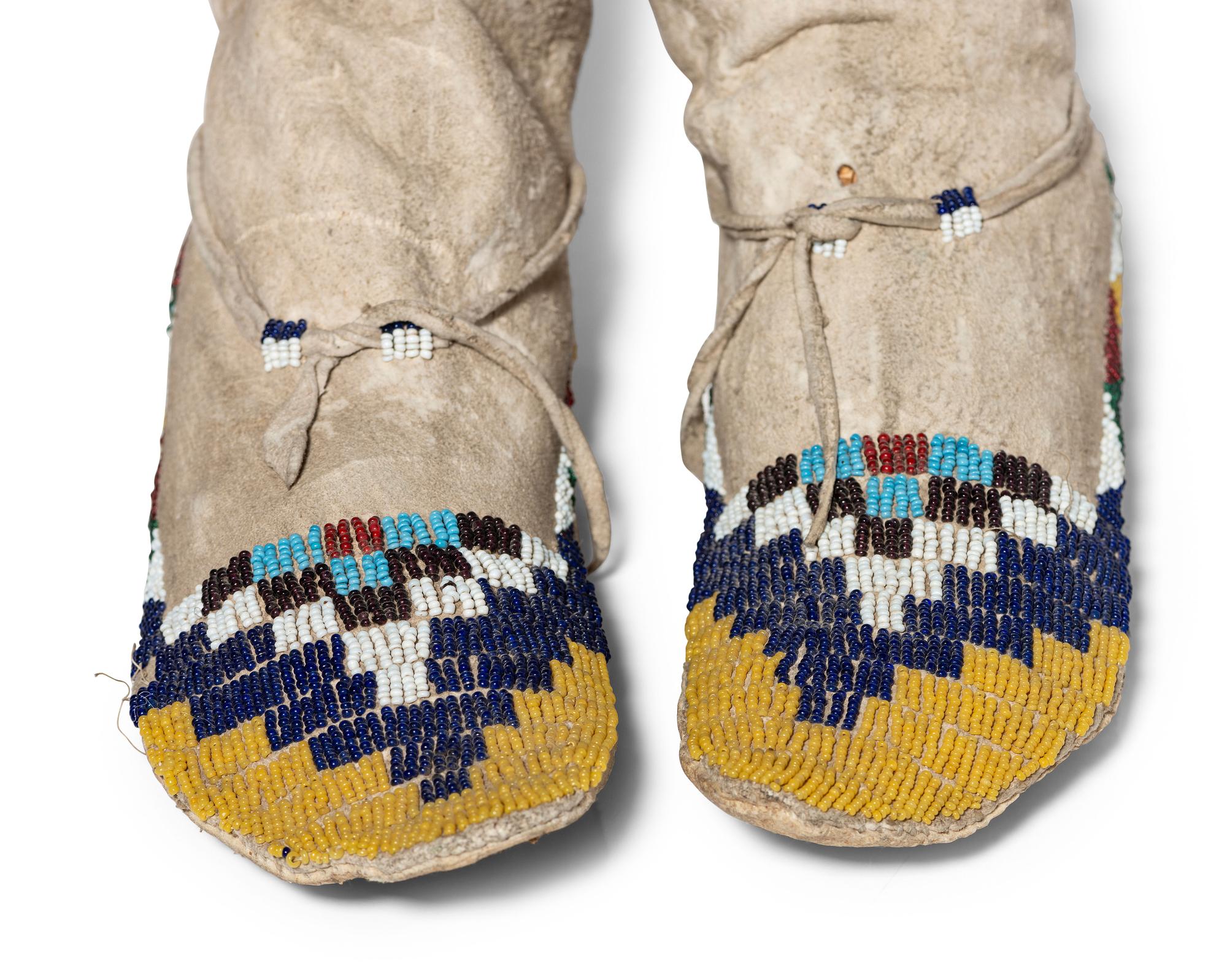 Mescalero Apache Beaded Hide Moccasins