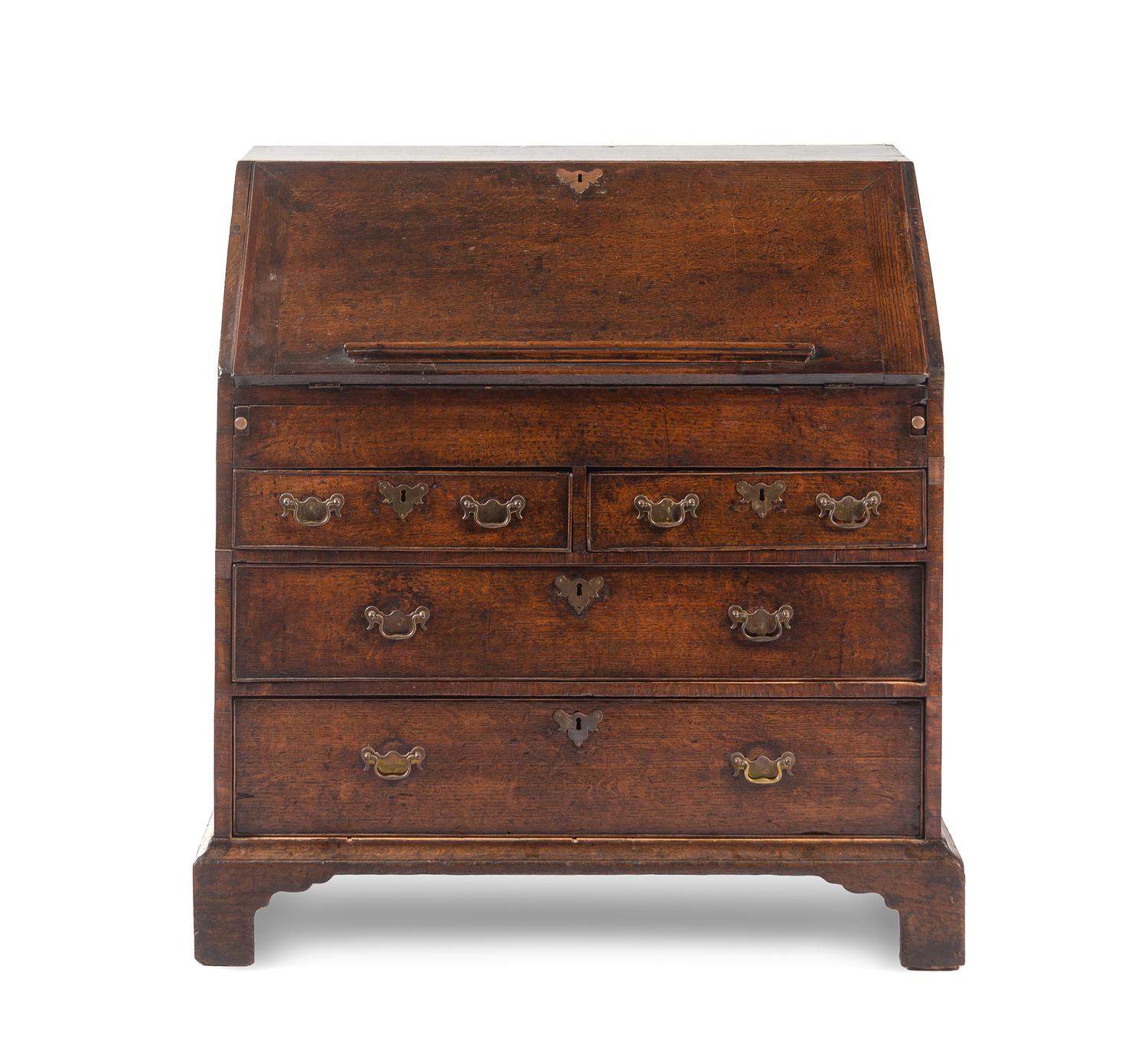 A George III Provincial Oak Slant-Front Secretary Desk