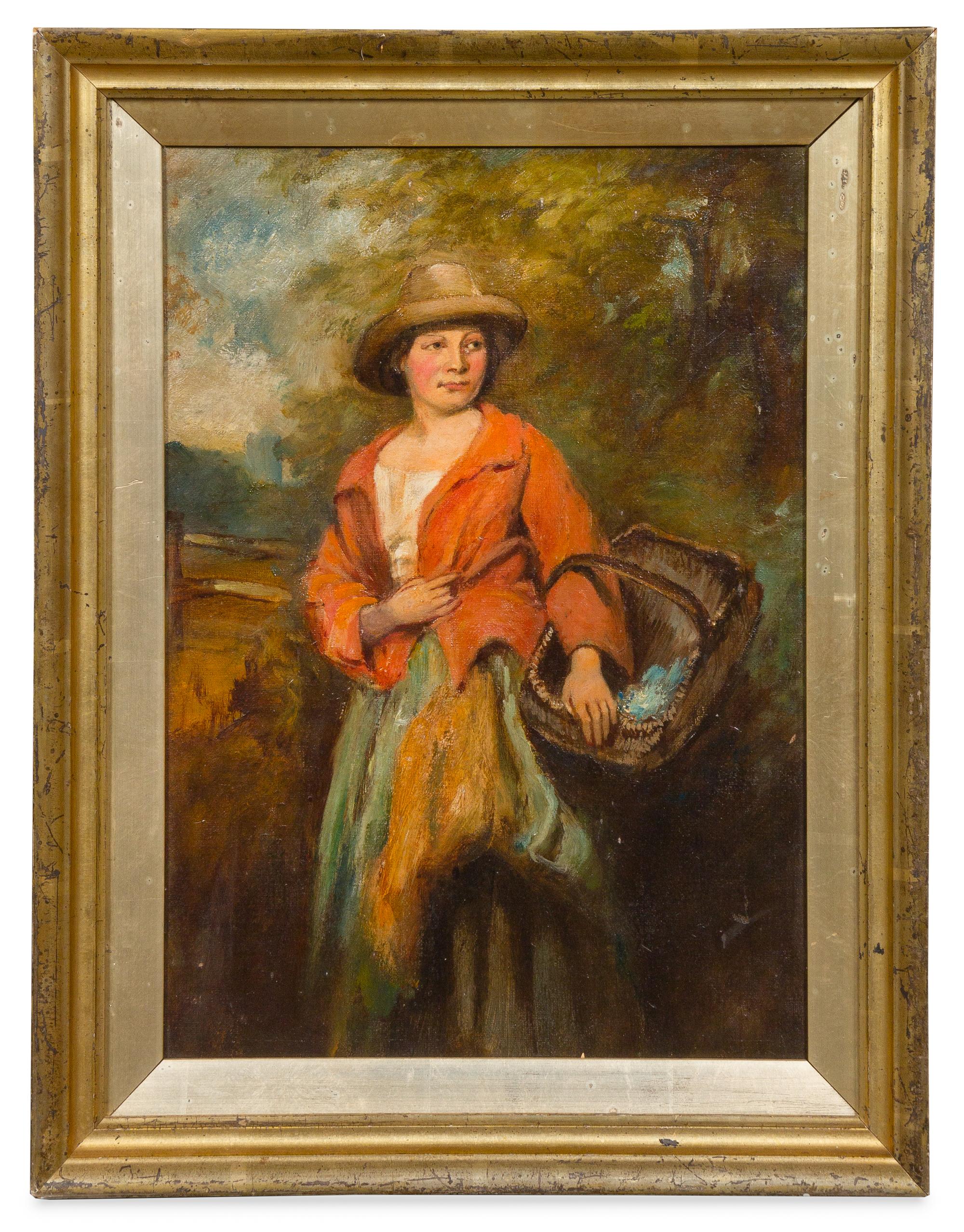 Continental School (19th century) Woman with a Basket oil…