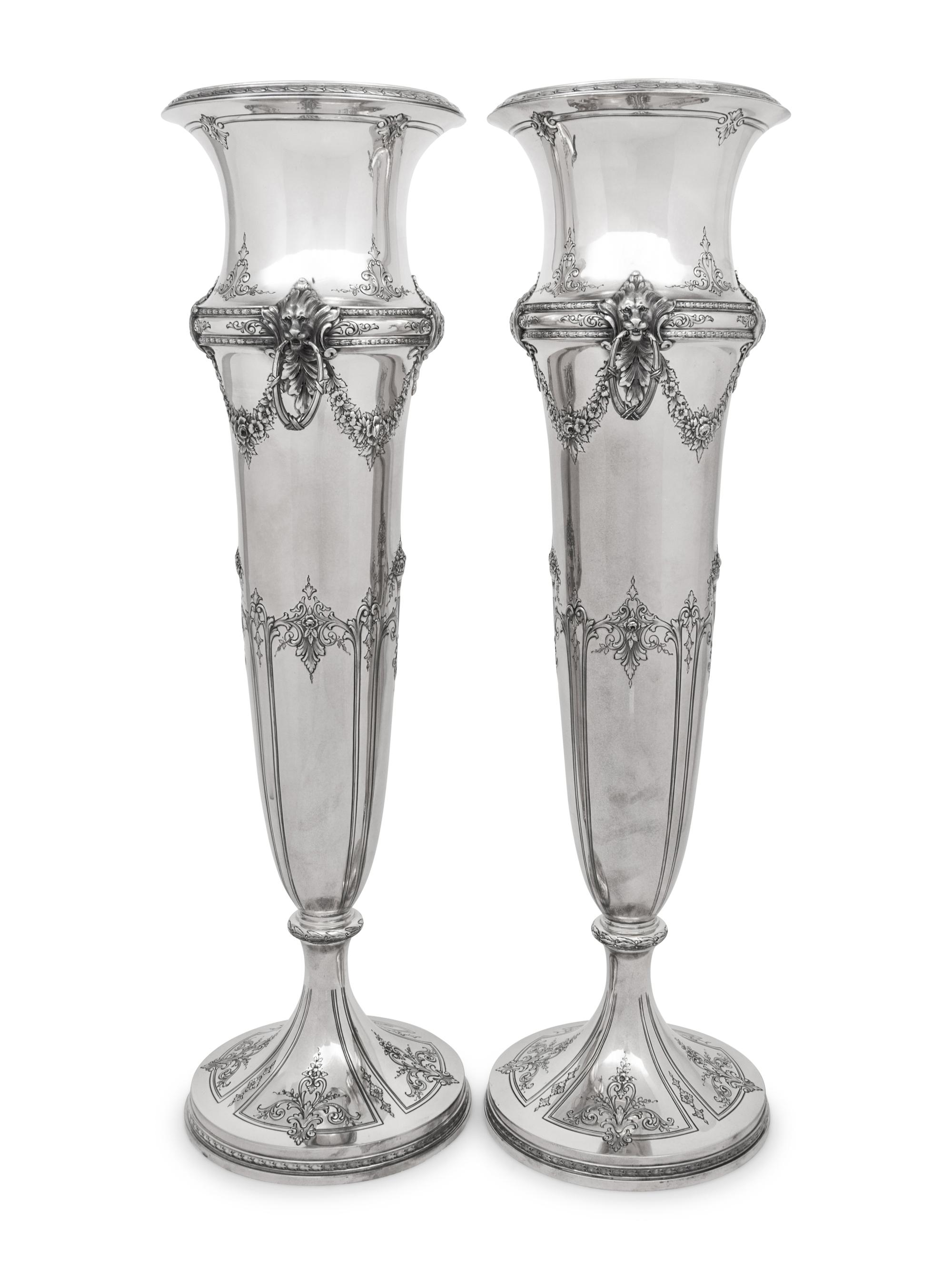 A Pair of Large American Silver Vases