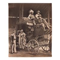 [TRANSPORTATION - STAGECOACHES]. A group of albumen and silver gelatin photographs depicting stagecoaches and wagons, comprising: