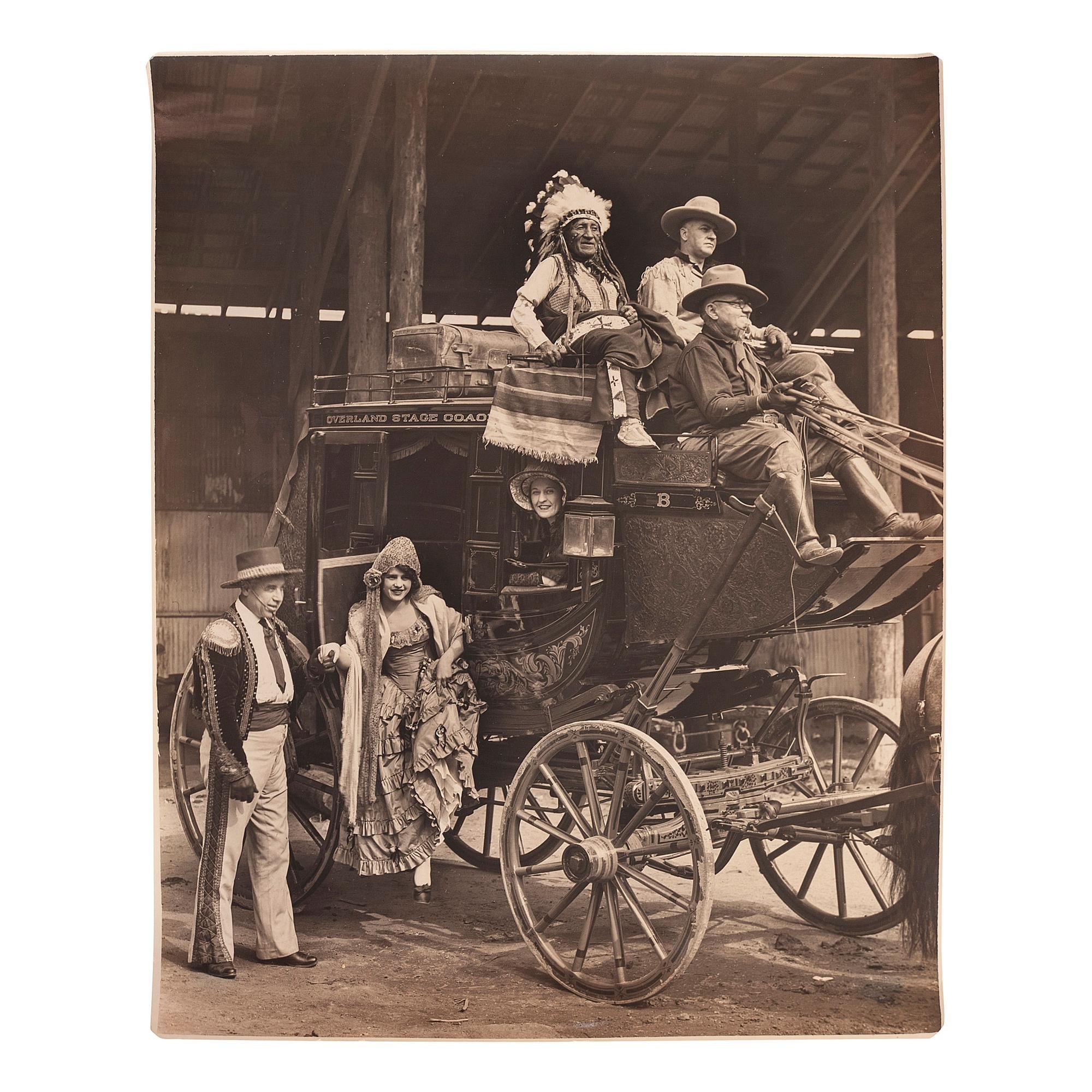 [TRANSPORTATION - STAGECOACHES]. A group of albumen and silver gelatin photographs depicting stagecoaches and wagons, comprising: