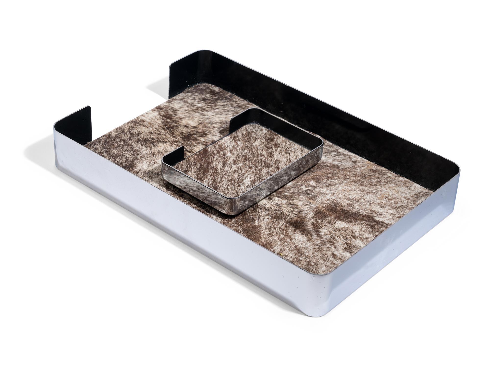 Pair of Hair-on-Hide Desk Articles Knoll, USA