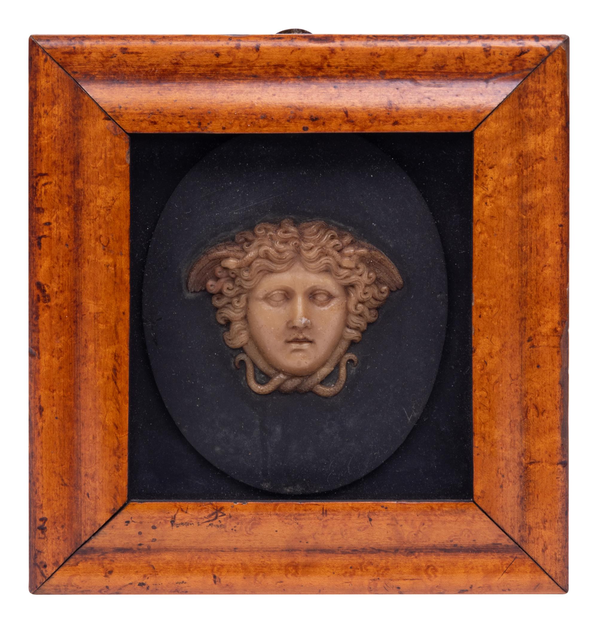A Framed Wax Mask of Medusa