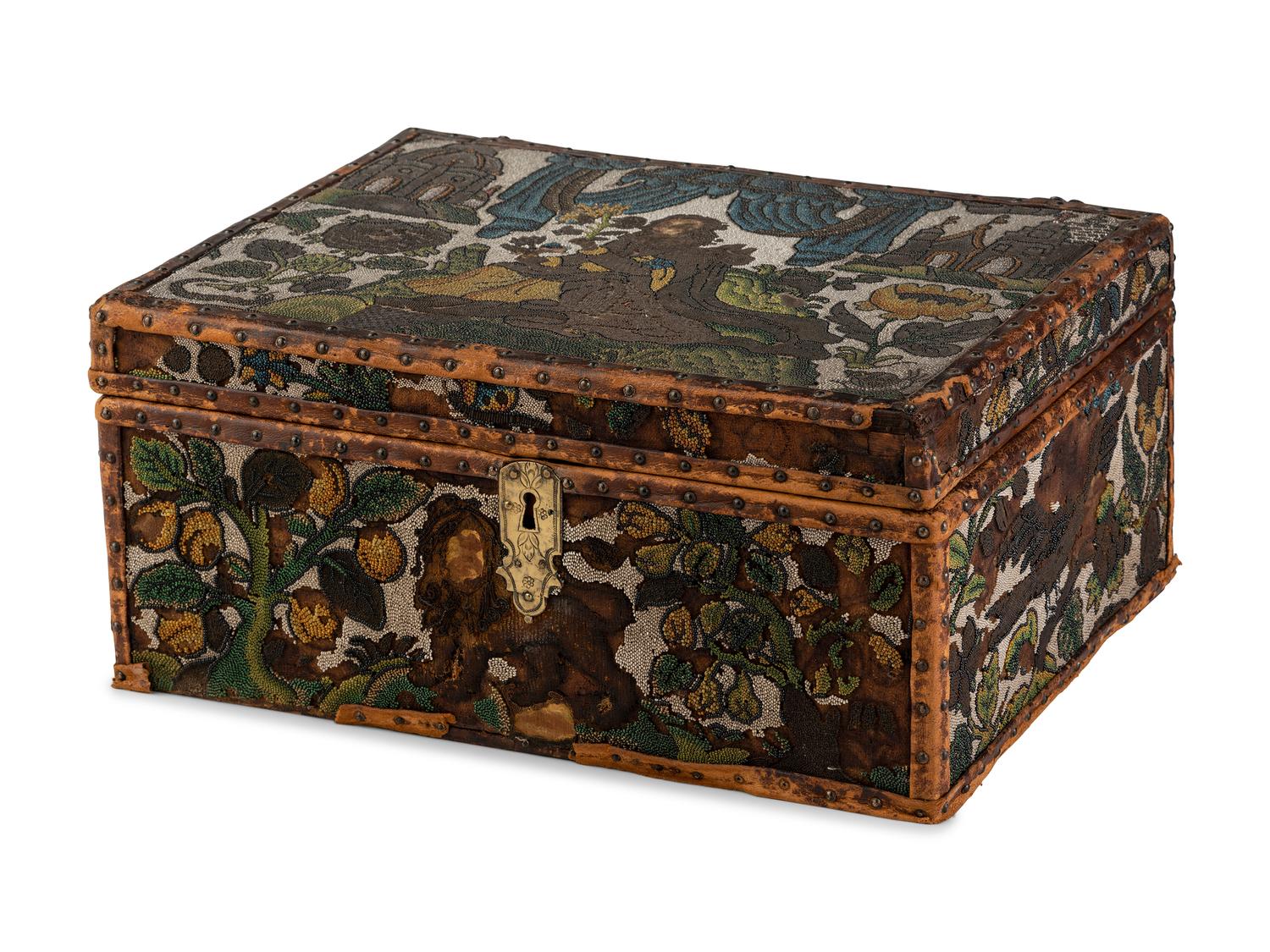 An English Beadwork Decorated Document Box