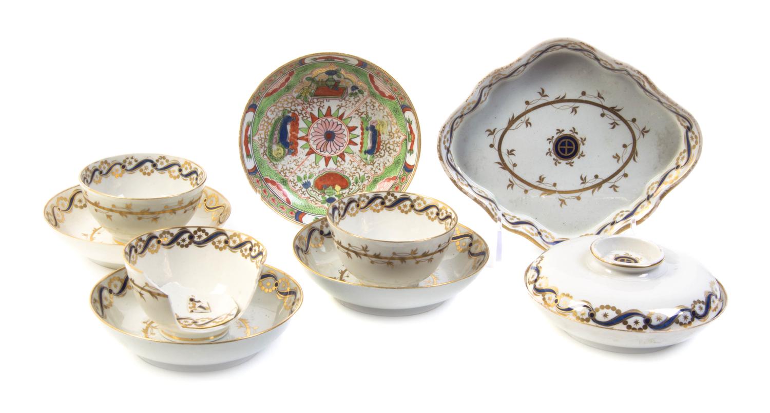 Ten Chinese Export Porcelain Teawares, Width of widest 7 1/4 inches.