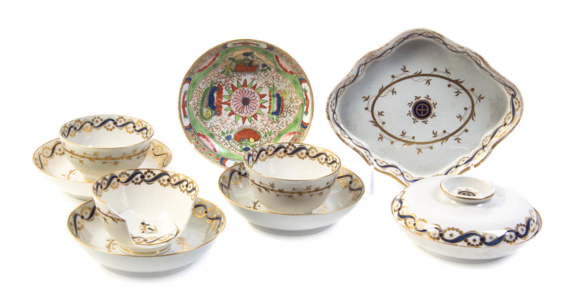 Ten Chinese Export Porcelain Teawares, Width of widest 7 1/4 inches.