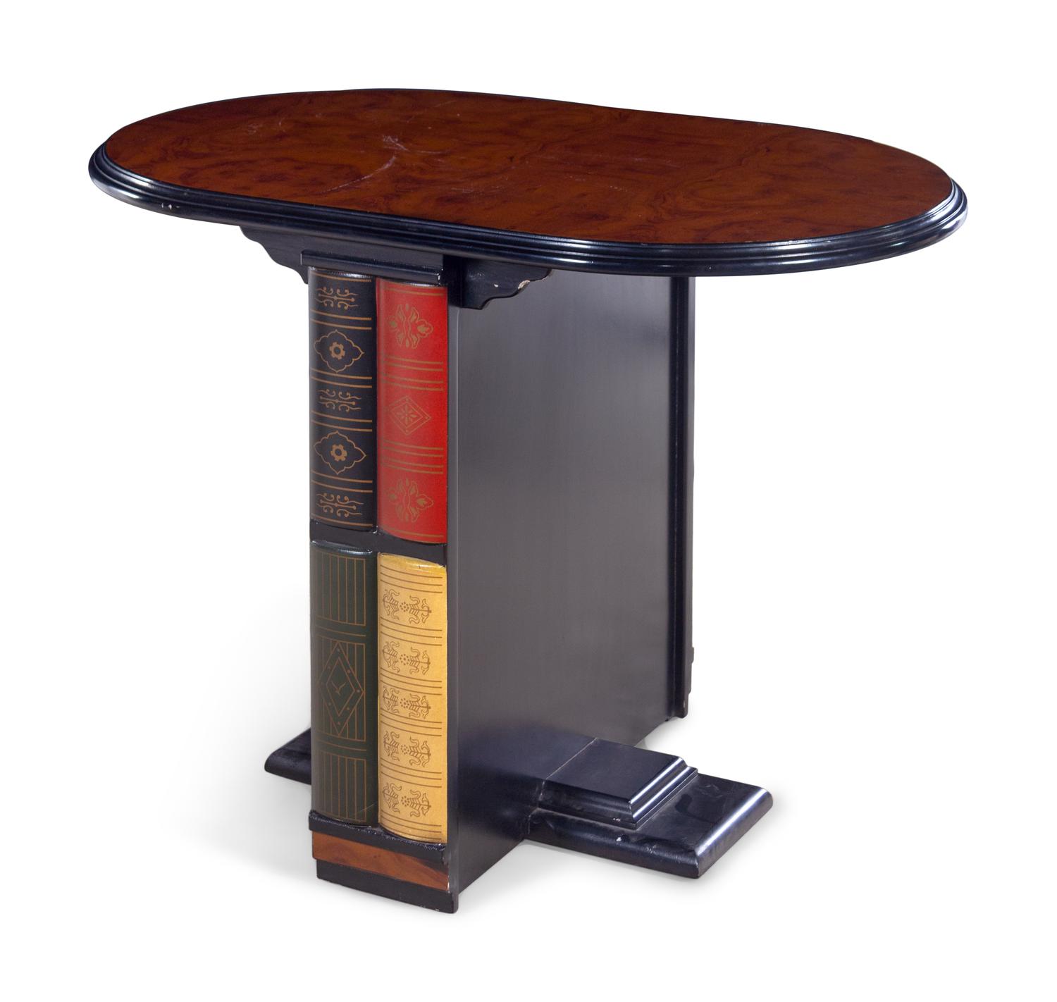 A Design Toscano Nettlestone Library Table and Nested Barrel Chair Set