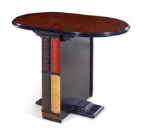 A Design Toscano Nettlestone Library Table and Nested Barrel Chair Set