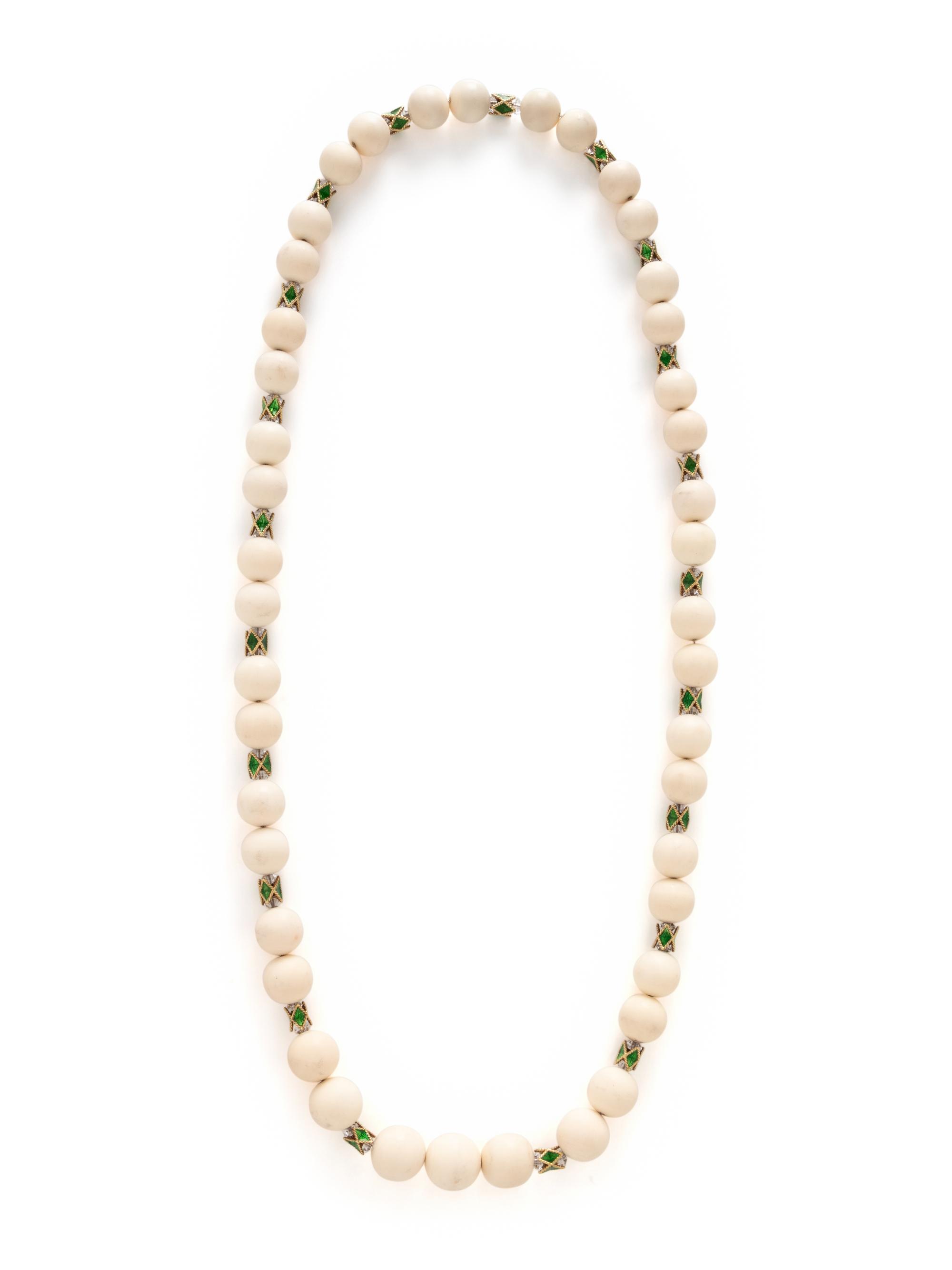 HARDSTONE, ROCK CRYSTAL AND ENAMEL NECKLACE