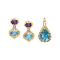 AMETHYST AND BLUE TOPAZ JEWELRY SET