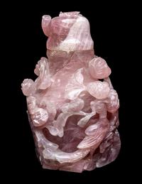 A Large Chinese Rose Quartz Covered 'Flower' Vase