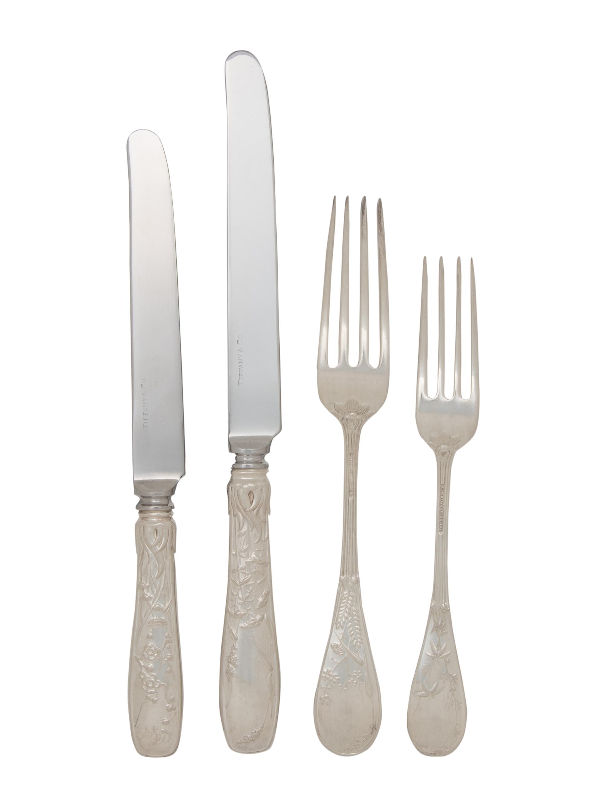 A Tiffany and Co. Audubon Silver Flatware Service