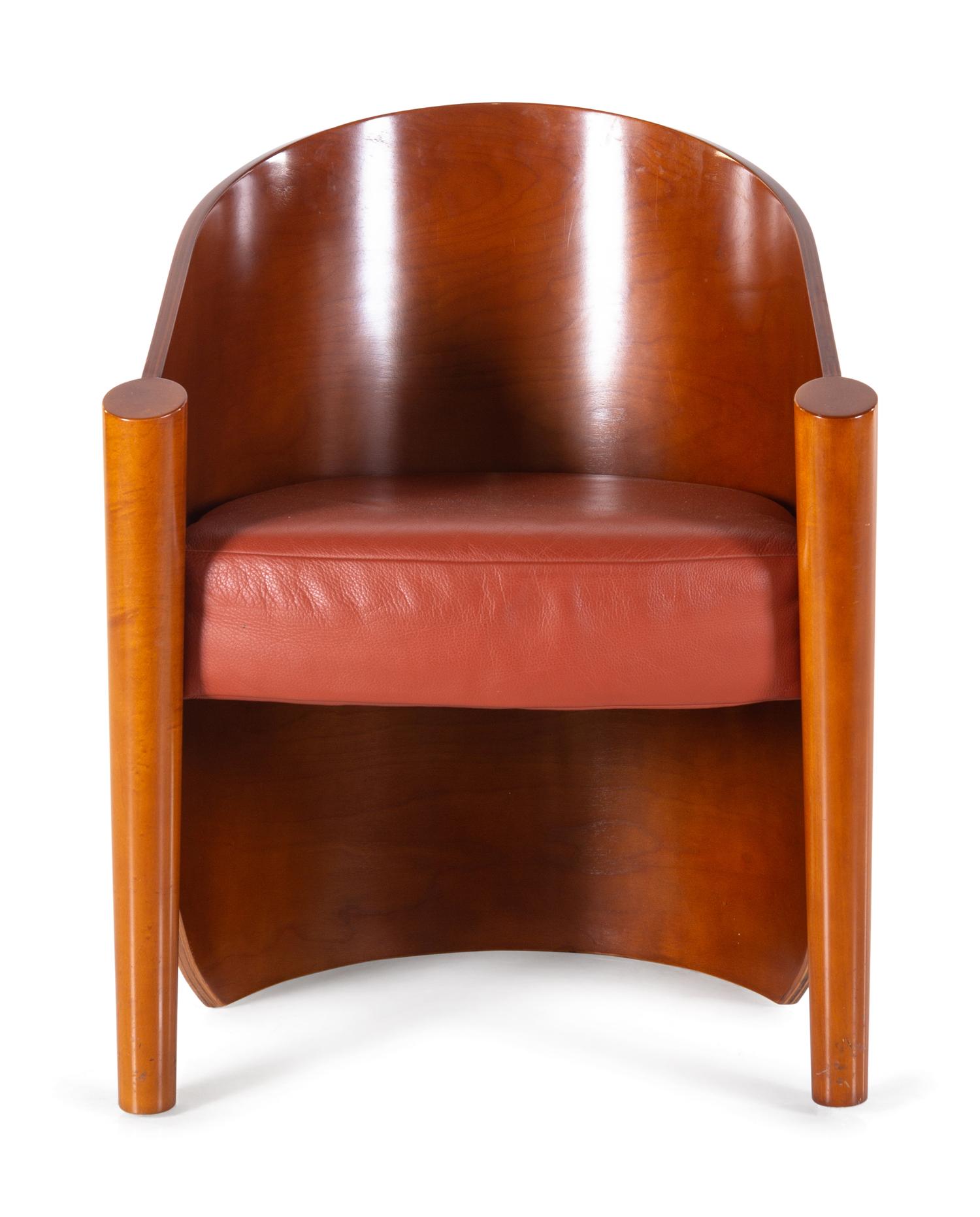 An Art Deco Style Leather-Upholstered Lounge Chair