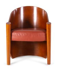 An Art Deco Style Leather-Upholstered Lounge Chair