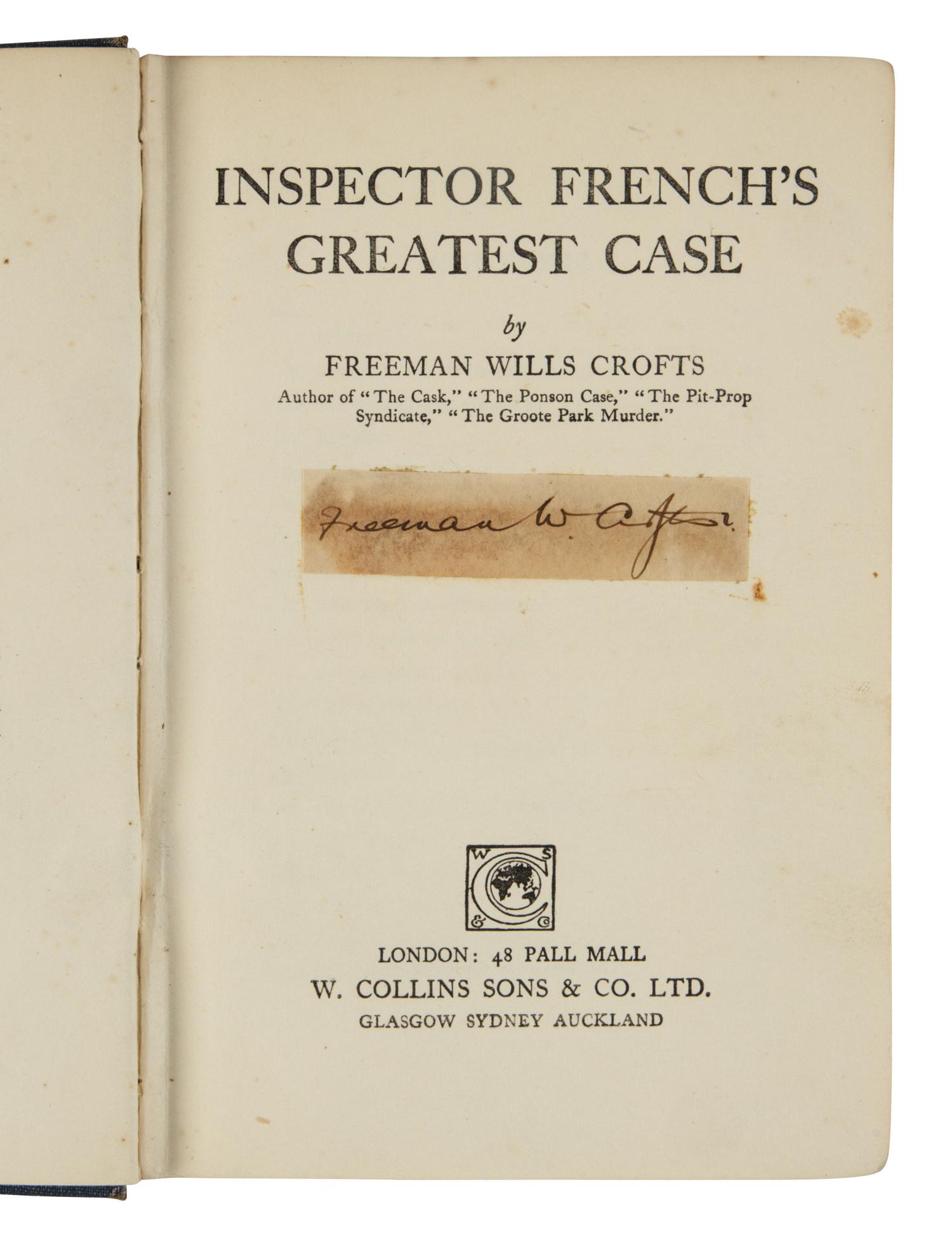 CROFTS, Freeman Wills (1879-1957). A group of 17 Inspector French titles, ALL FIRST EDITIONS, comprising: