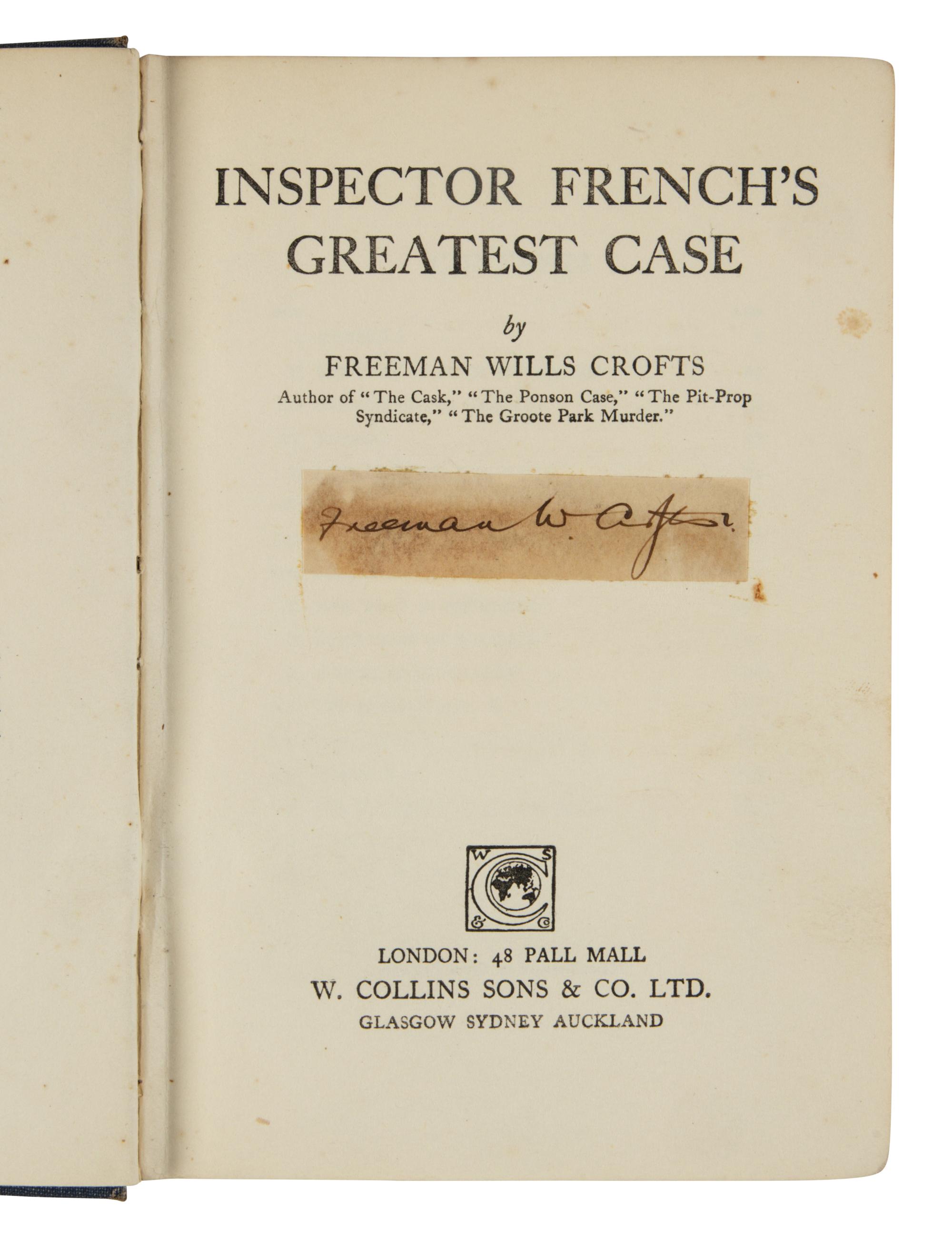 CROFTS, Freeman Wills (1879-1957). A group of 17 Inspector French titles, ALL FIRST EDITIONS, comprising: