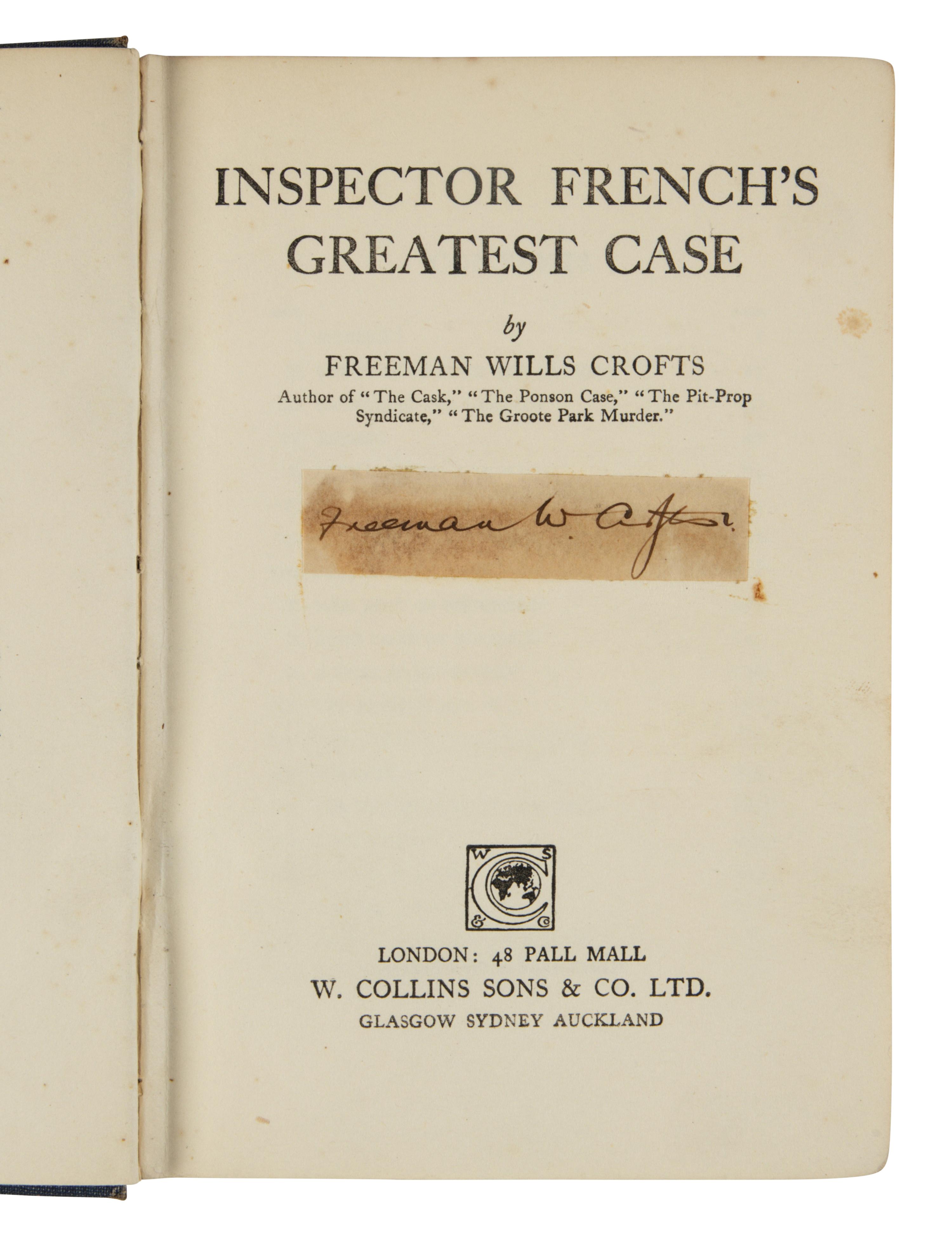 CROFTS, Freeman Wills (1879-1957). A group of 17 Inspector French titles, ALL FIRST EDITIONS, comprising: