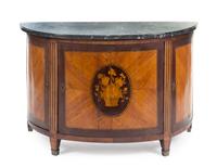 An Adam Style Marquetry Console Cabinet Height 35 1/2 x width 52 1/4 x depth 23 1/2 inches.