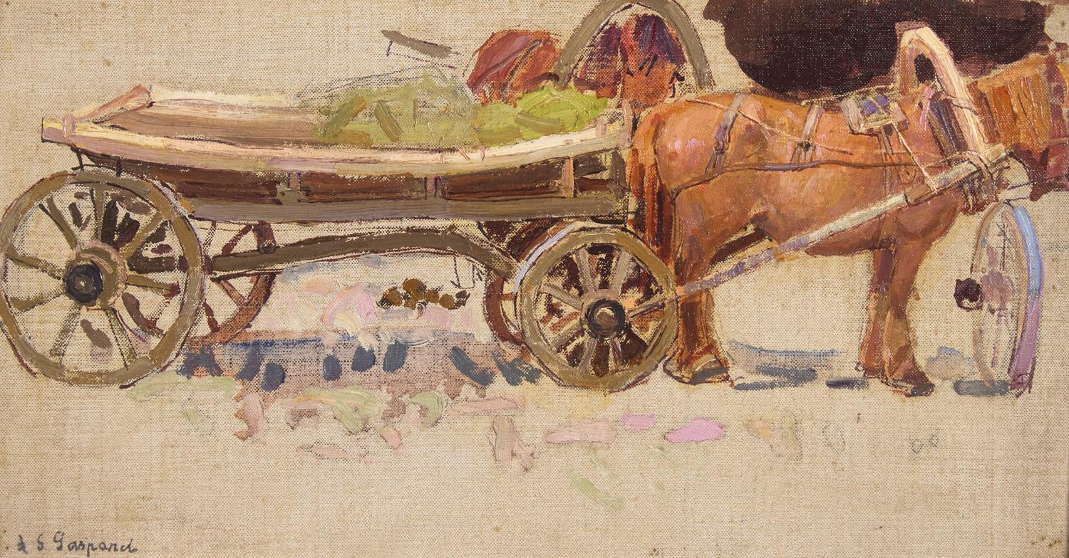 Leon Schulman Gaspard (American/Russian, 1882-1964) — Horse and Wagon with Yoke - Russia