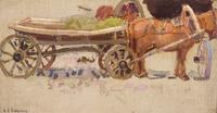 Leon Schulman Gaspard (American/Russian, 1882-1964) — Horse and Wagon with Yoke - Russia