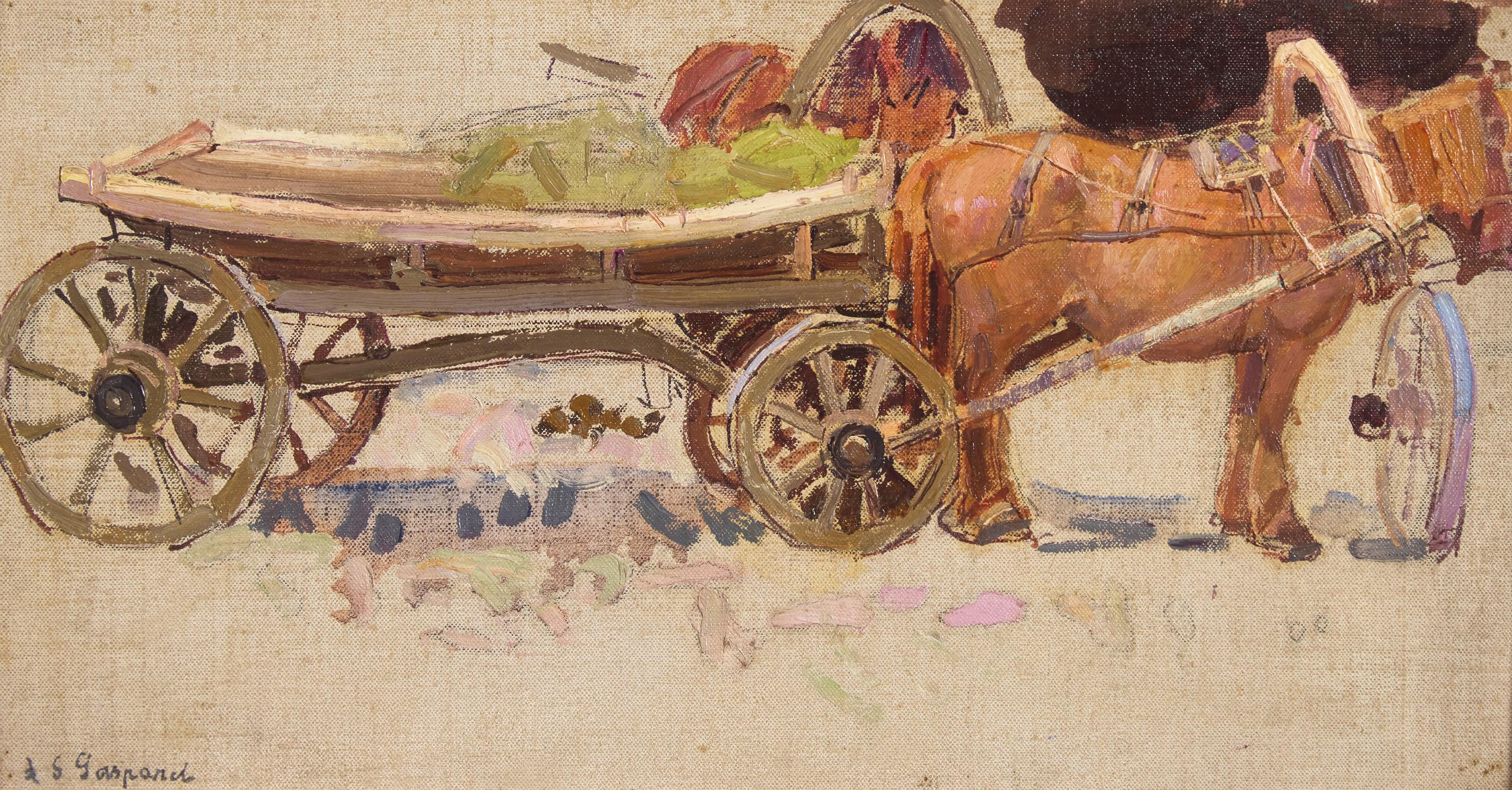 Leon Schulman Gaspard (American/Russian, 1882-1964) — Horse and Wagon with Yoke - Russia